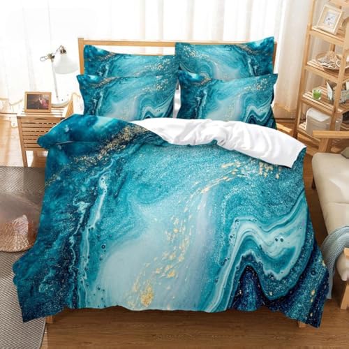 Housse de couette design artistique abstrait bleu pour lit double - 2