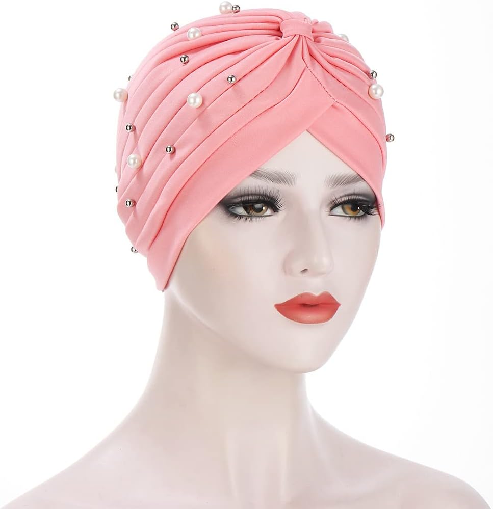 Turban Hats for Women Beaded Pre Tied Knot Hats Chemo Beanies Headwrap caps for Cancer Hair Cover - Image 2