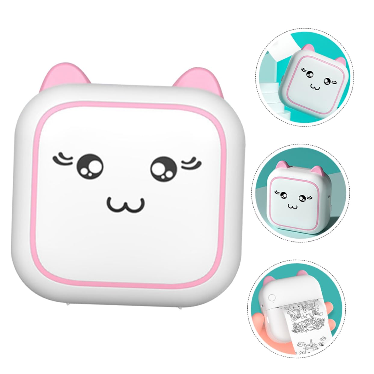 NUOBESTY 1 Set Mini Stampante Termica Portatile Stampante Foto e Etichette per Casa e Scuola per Studenti e Ufficio Funzioni Versatili e Ridotti