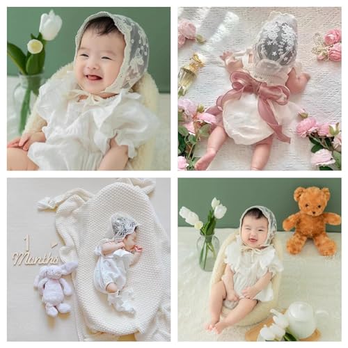 White Lace Baby Bonnet Toddler Bonnets Infant Newborn Girl Cap Summer Hat2