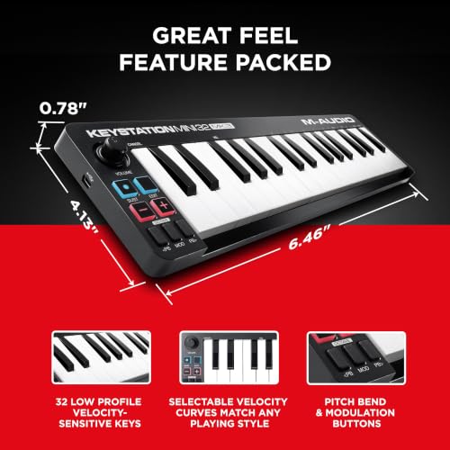 Image of M-AUDIO Keystation Mini 32 MK3 USB MIDI Keyboard Controller with 32 Velocity Sensitive Mini Keys and Recording Software Included
