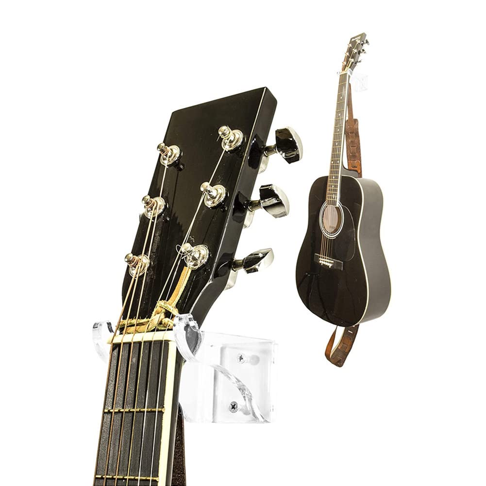 Guitar Wall Hanger | Transparent Durable | Acrylic Wall Mount Rack for Guitar Violin | Sturdy Metal Construction Adjustable Hanger | Professional Holder for Home Decoration, Type 2