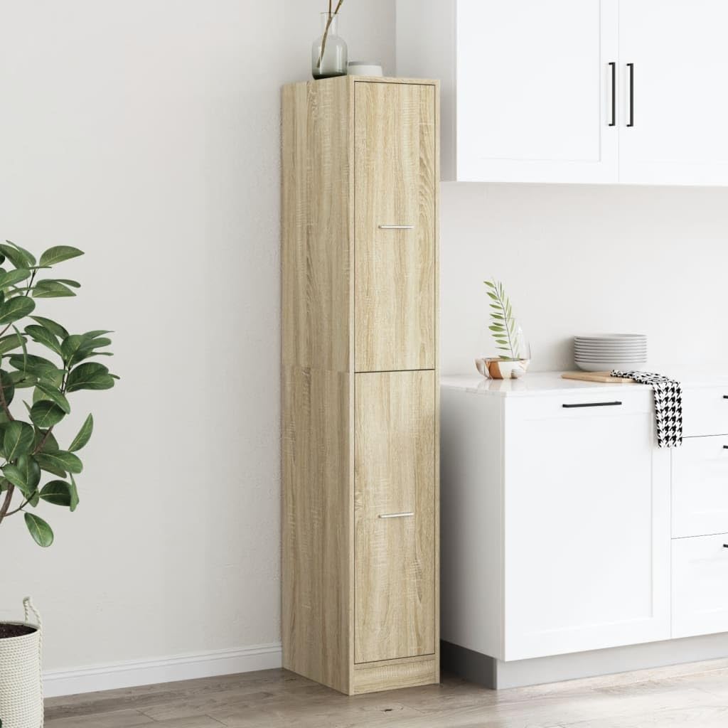 Armario farmacéutico de roble Sonoma, 30 x 41 x 174,5 cm, material de madera, armario extraíble con amplio espacio de almacenamiento para cocina, salón u oficina
