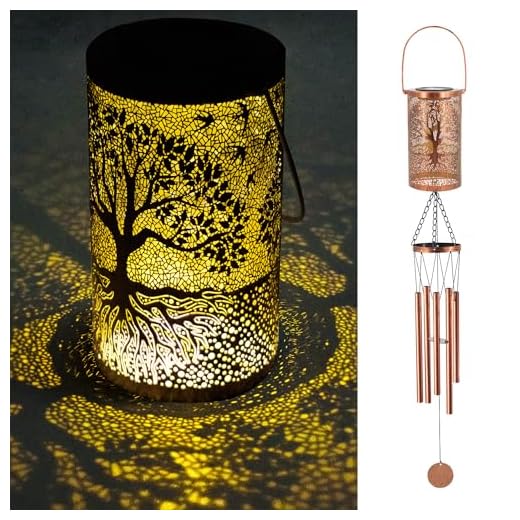 36" Solar Wind Chimes Hanging Lights Outdoor Detachable Led Lantern Metal Wind Chimes for Outside Unique Tree Life Garden Hanging Solar Decorative as Gift for Mom Women Grandma (Bronze)
