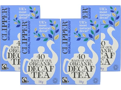 Image of Clipper Organic Everyday Decaf Tea Bags 40 Individually Wrapped, Fairtrade, CO₂ Decaffeinated, Plastic‑Free & Biodegradable, Non‑GM, Premium Tea (Pack of 4) from SuperfoodUK