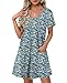 OFEEFAN Beach Vacation Clothes for Women Fashion Casual Summer Dresses for Women 2025 Loose V Neck Short Sleeve T Shirts Dress with Pockets Vacation Sundresses Floral 07 L