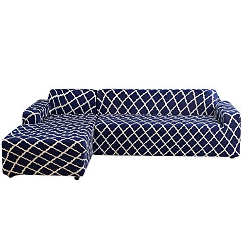 jianyana Housses de Canapé Extensibles Housse de Canapé d'angle Housse en Polyester Housses Extensibles pour Canapé en L + 2pcs Couvre Oreillers