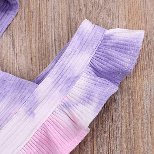 One Opening Newborn Toddler Baby Girl Romper Clothes Cute Tie Dye Ruffles Bodysuit Jumpsuit Baby Girl Summer Outfits (Purple Tie Dye, 0-6 Months) #TOP2
