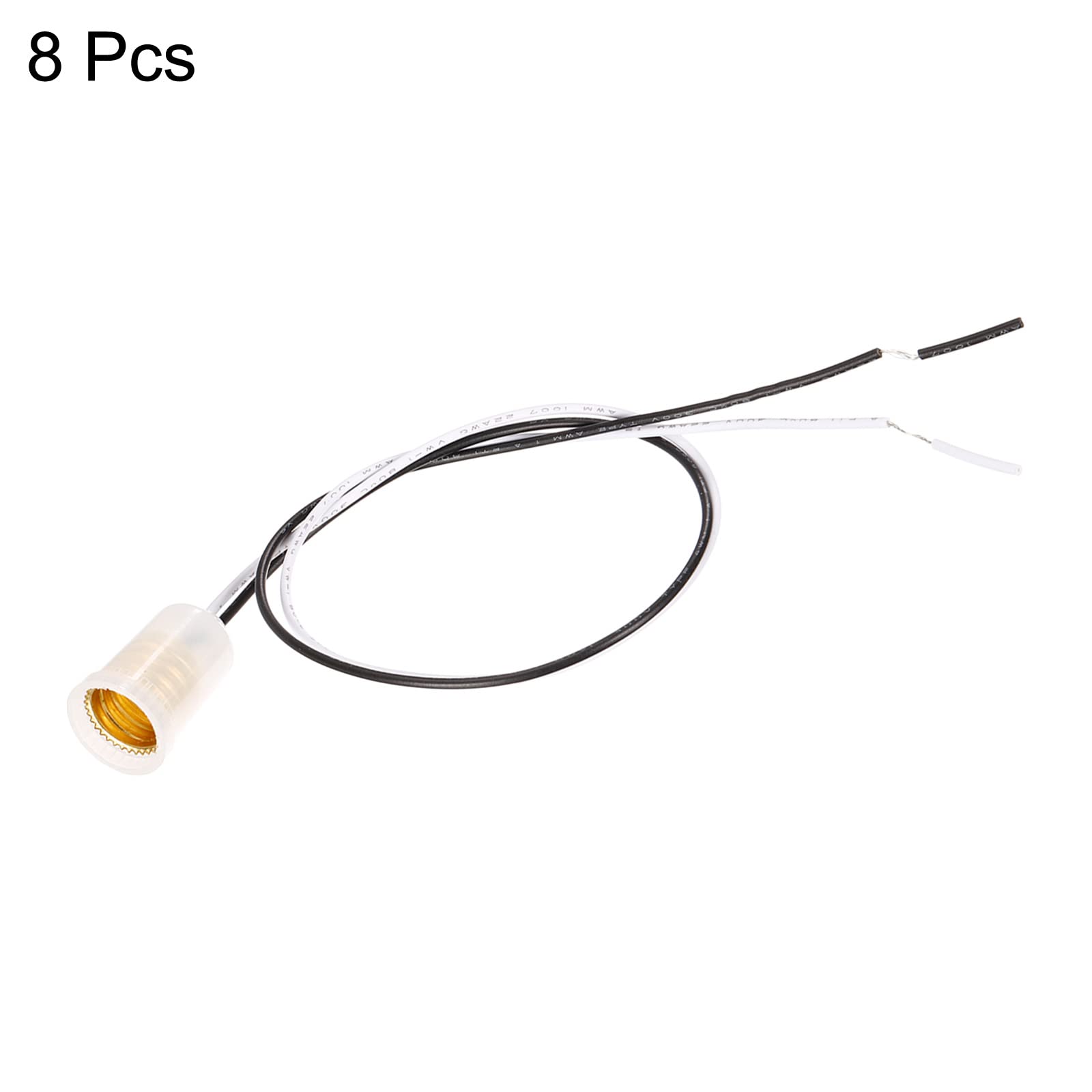 PATIKIL E12 Luce Lampada Presa, 8pz Candele Candelebro Presa Avvitabile Lampadine Base Lampada Supporto con 11.8" Filo Conduttori, Bianco