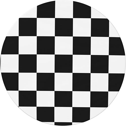 Miniatura 2 de Fiokroo Mantel con estampado a cuadros blancos y negros con borde elástico, mantel redondo de ajedrez, lavable, reutilizable, para cocina, comedor,