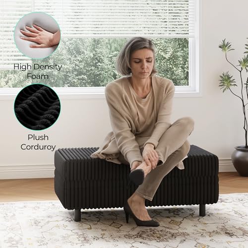 Image of LINSY HOME Sectional Sleeper Sofa - Modular Ottoman Module (Black, Sleeper Sofa Ottoman) | Storage