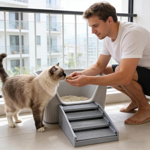 Tapis de litière pour chat large et marche d'escalier antidérapante pour chaton - 4