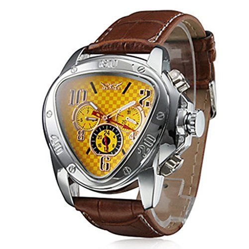 �\���[�V�[ Men's Auto-Mechanical Triangle Shape ���U�[ Band Wrist Watch(Yellow) WTH8097 [���s�A���i]