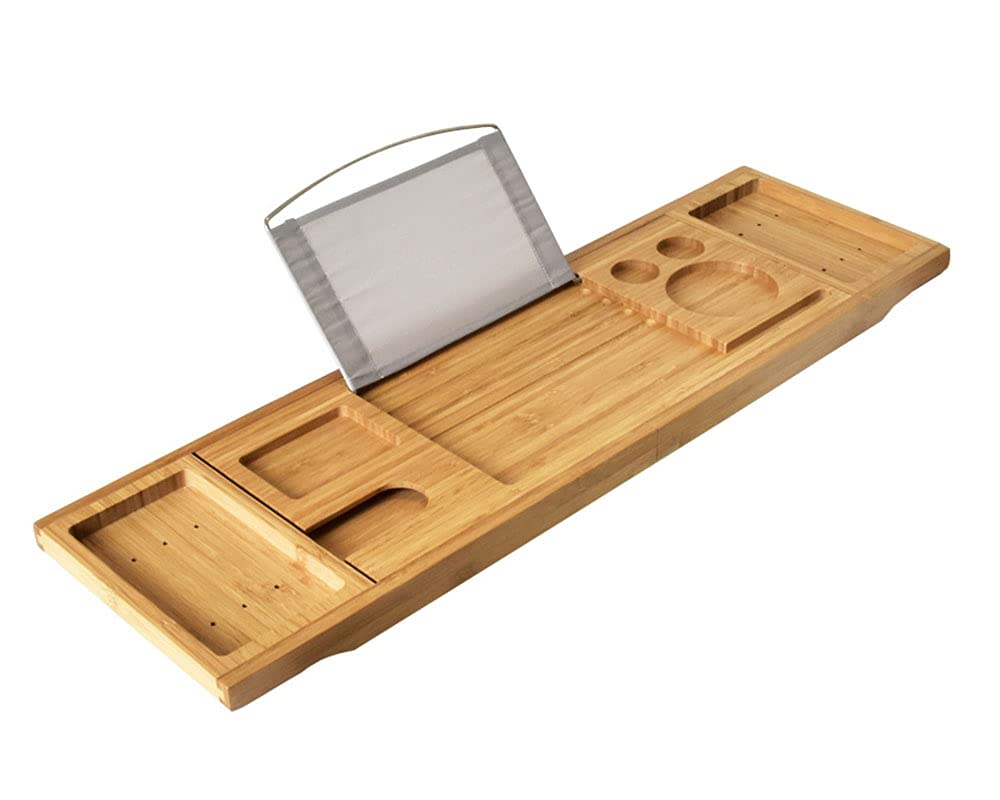 Vassoio Vasca Da Bagno In Bambù Estensibile - 105x22x4cm, Mensola Per Bagno Elegante E Funzionale - Foto 5