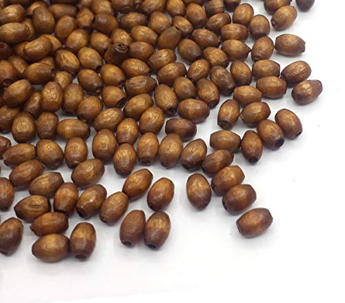 Perlin 1200 cuentas ovaladas de madera marrón oscuro de 5 x 3 mm para hacer joyas