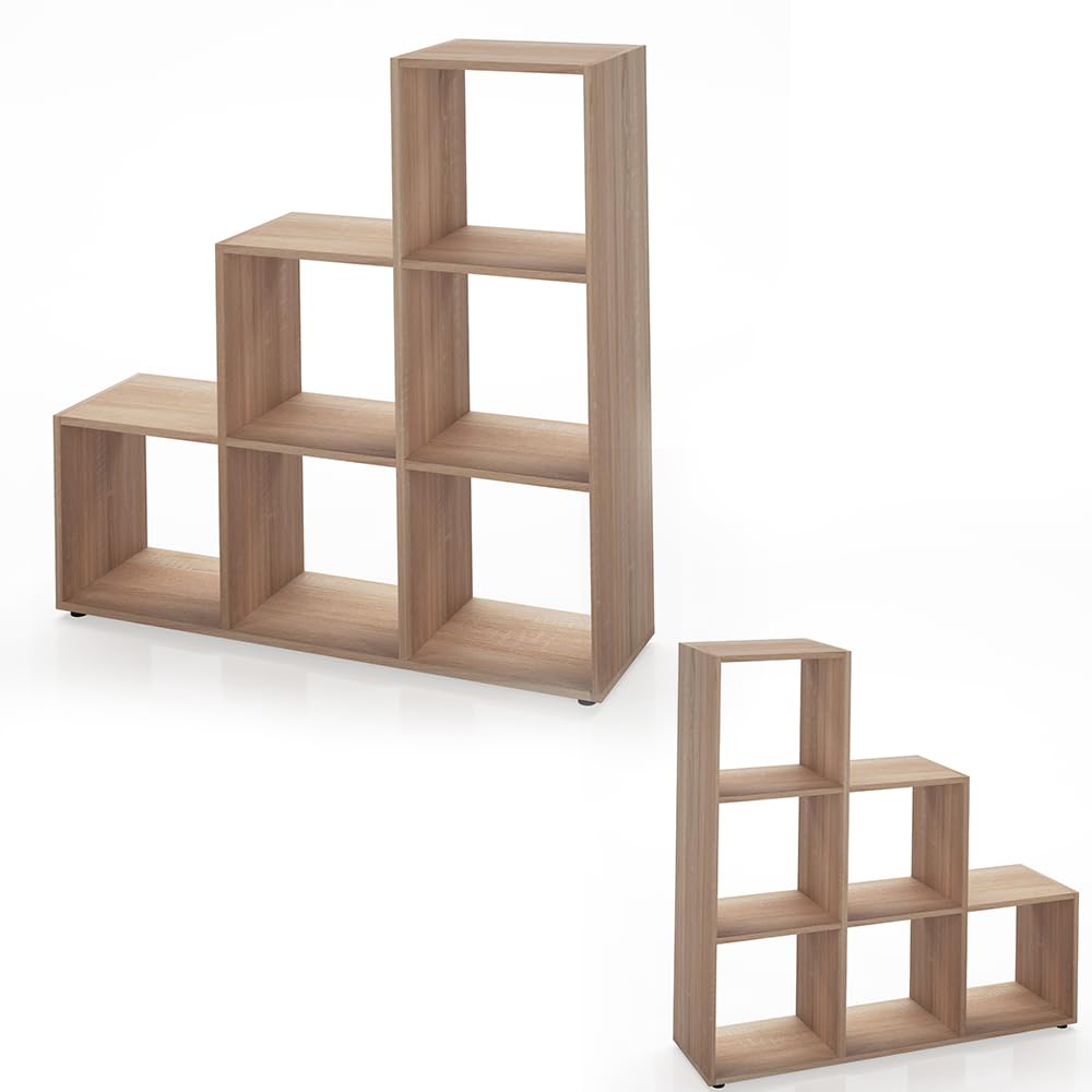 Vicco Estantería escalonada Sonoma 105 x 107.5 cm Separador de ambientes 6 estantes