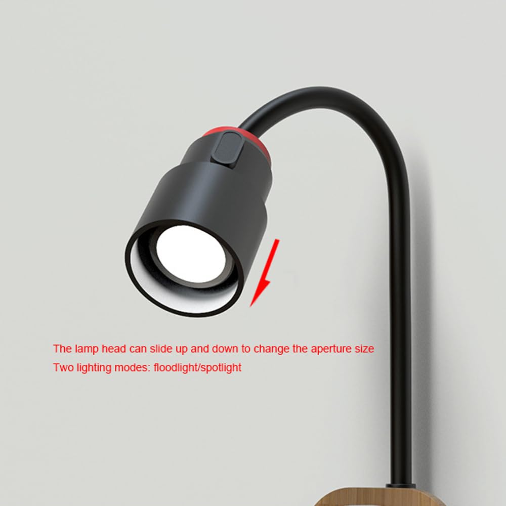 Lámpara de Lectura de lecho de led de Pared de Pared con Placa con Funcionamiento de baterías Luz de Pared USB de Carga USB Luces de Pared inalámbricas con 5 Modos de Color 5 Niveles de Brillo