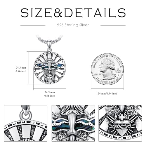 Holy Spirit Dove Necklace Sterling Silver Sacred Heart Pendant Necklace Jesus Christian Jewelry Gift for Men Women4