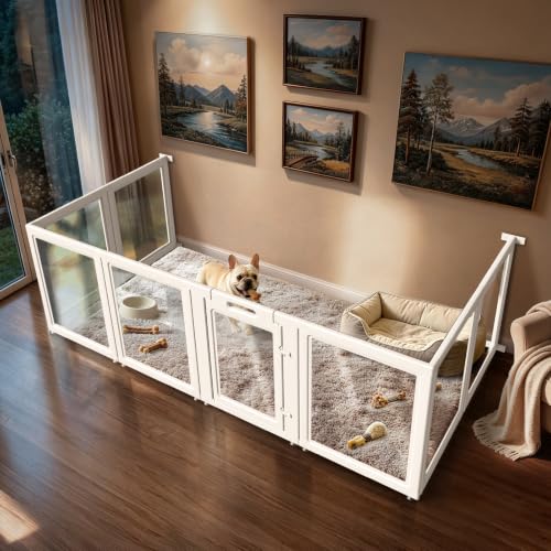 Image of FXW AuraSpace Acrylic Dog Playpen with Fence-to-Wall Anchors, 30 inchH, 8-Panel