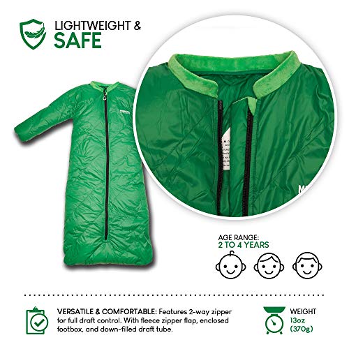 Big Mo 20 Kids Sleeping Bag (Ages 2-4), Moss Green, The Lightest, Warmest Down Camping Sleeping Bag For Kids Age 2-4 Years Old. 100% Rds-Certified Down For Max Warmth And Minimal Weight. #TOP2