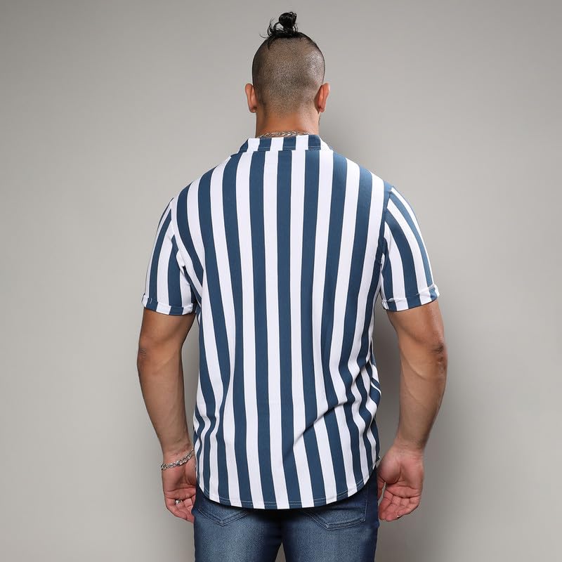Image of Instafab Plus Men's Shirt for Casual Wear | Spread Collar | Short Sleeve | Button Closure | Plus-Size Fit | Cotton Shirt Crafted with Comfort Fit for Everyday Wear