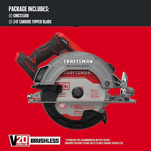 Image of CRAFTSMAN V20 Cordless Circular Saw, 7-1 /4 inch, Bare Tool Only (CMCS550B)