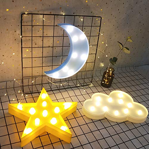 Wanxing 43224-17640 3Pcs Decorative Led Crescent Moon Cloud And Star Night Lights Lamps Marquee Signs Letters thumb #7