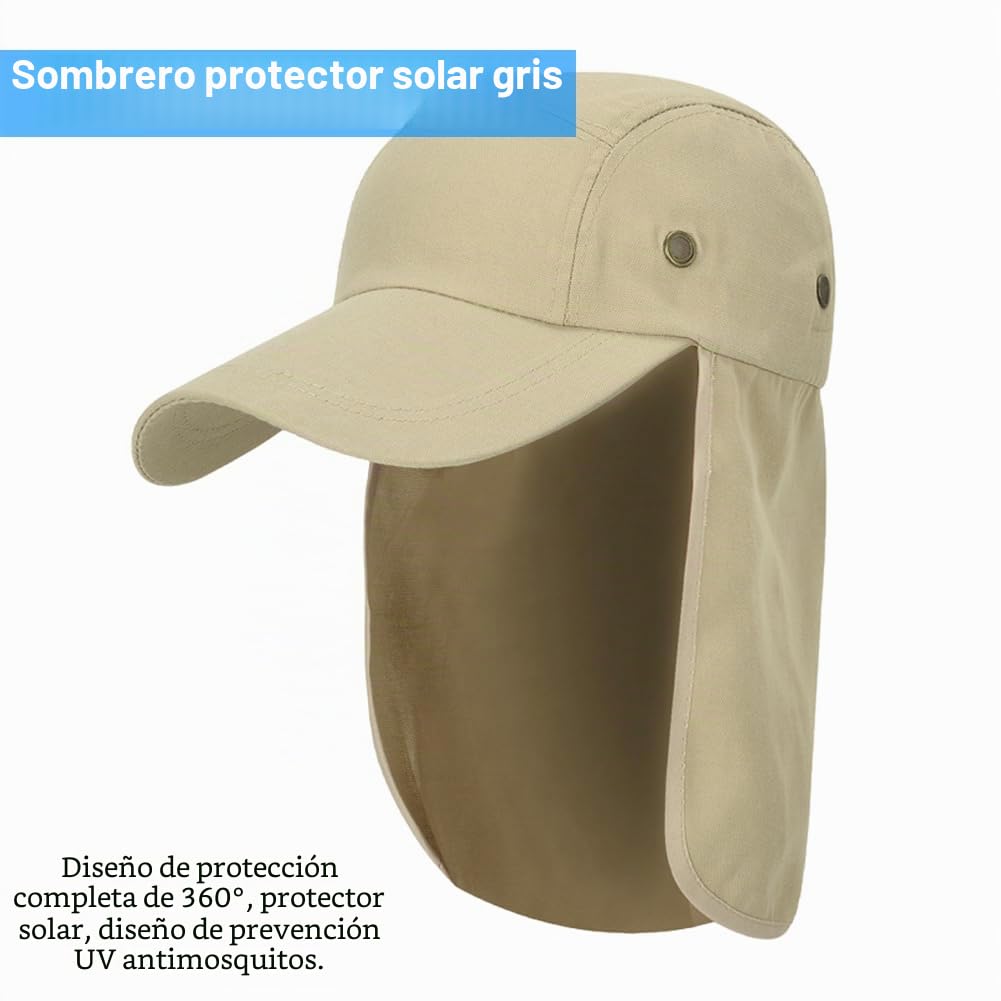SEMINISMAR Gorras y Sombreros Protección UV,Sombrero con protección para el Cuello,Gorra de Pesca Plegable Gorra,Gorro Pescador Hombre,Sombreros para el Sol,Hombres y Mujeres,Kaqi