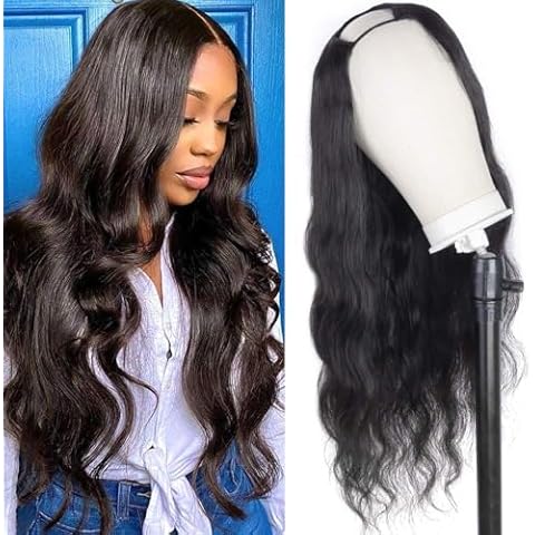 Neobeauty U Part Wig Deep Wave Wigs 10A 180 Density Brazilian Virgin Human Hair Glueless Natural Color With Straps Combs New Breathable Odorless (24Inch) Cover