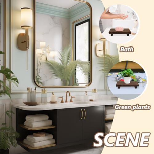 Soporte de pedestal de madera Zerodeko con bandeja compacta de baño y hogar 5