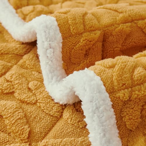 Image of HOKIPO 'Italian Caelora' Luxury Jacquard Plush Sofa Cover Mat | Make Your Own Sofa Cover Set, Mat Length 70(D) x 120(L) cm, Honey Yellow (AR-5956-YLW)