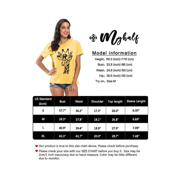 MYHALF-Womens-Fun-Animal-Graphic-Tees-Casual-Short-Sleeve-Summer-Cute-Giraffe-Printed-T-Shirt-Tops MYHALF Womens Fun Animal Graphic Tees Casual Short Sleeve Summer Cute Giraffe Printed T-Shirt Tops Yellow