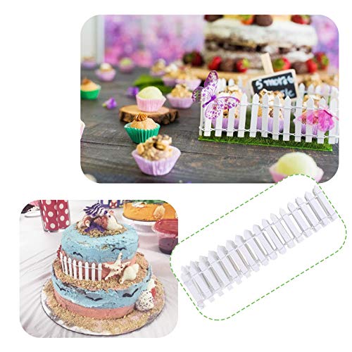 Haawooky 4 Pieces 35 Inch Miniature Fairy Garden Ornament Fence,Wood Picket Fence Mini Decorative Fence for Home Garden,Plant Pot Decor DIY Crafts(White)