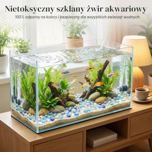HAKACC Opalizujące szklane bryłki, 120 sztuk niebieskich kamieni szklanych, białe płaskie kamienie dekoracyjne, opalizujące kamienie szklane, dekoracja, kamienie mozaikowe kaboszon dekoracyjne
