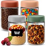 HEFTMAN Lot de 4 bocaux d'avoine avec couvercles - 600 ml