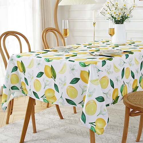 Sastybale Lemon Tablecloth Rectangle, Summer Table Cloth Wrinkle Resistant, Spill-Proof & Oil-Proof Table Cover With Lemon Pattern For Kitchen Dining Table Holiday Party Decorations-52 X 70 Inch #TOP2