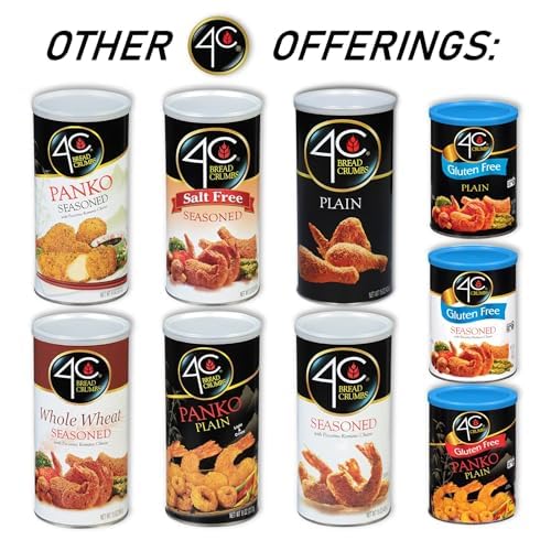 4C Premium Gluten Free Bread Crumbs, Panko Plain 1 Pack, Gluten-Free Flavorful Crispy Crunchy, Value Pack
