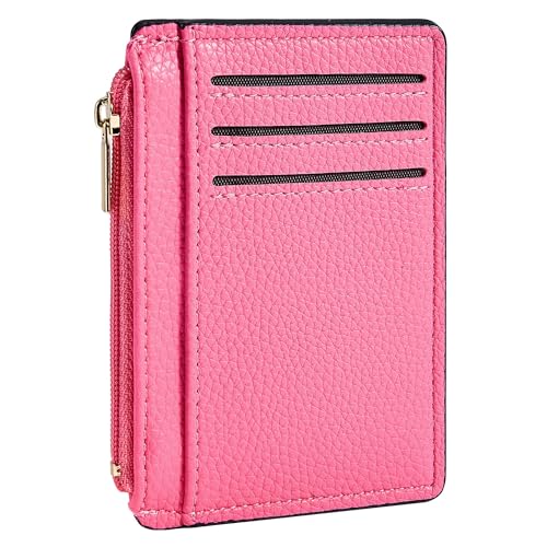Tipmile Credit Card Holder for Women Slim Minimalist Front Pocket RFID Blocking Wallet Small Compact Card Case with ID Window, Pink