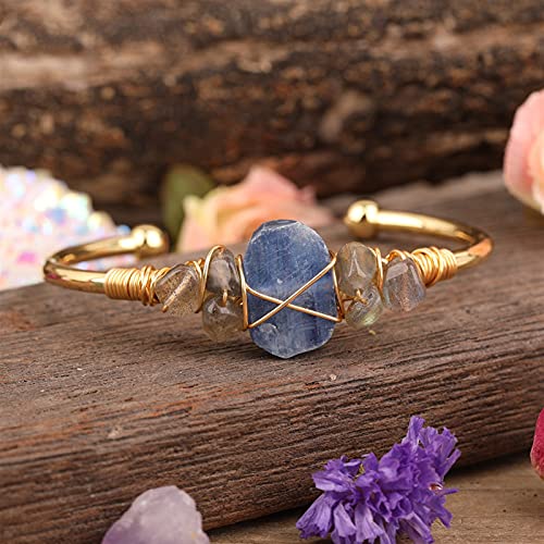 Bracelet en kyanite bleue naturelle et perles de quartz de qualité joaillerie