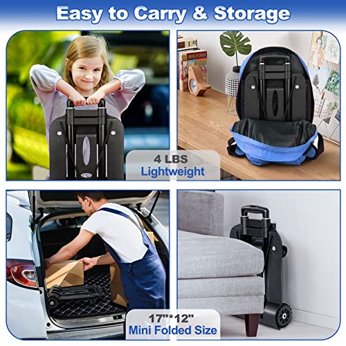 Tomser Folding Hand Truck 4 Wheel-Rotate 360 Lbs Heavy Duty Solid Construction Utility Cart Compact And Lightweight For Luggage/Personal/Travel/Auto/Moving And Office Use #TOP4