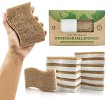 Biodegradable Natural Kitchen Sponge- Compostable Eco Friendly Scrubber Sponge for Dishes Pack of 12