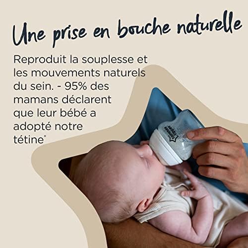 Tommee Tippee Closer to Nature Baby Bottles, Slow Flow Breast-Like Teat with Anti-Colic Valve, 260ml, Pack of 2(Assorted items)