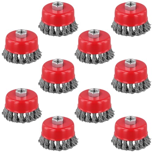 Image of CHEUNGR 10PCS Wire Brush for Angle Grinder, 75mm Twist Knot Wire Cup Brush with M14 Thread, Steel Wire Wheel for Heavy Cleaning, Stripping, Rust Removal and Grinding