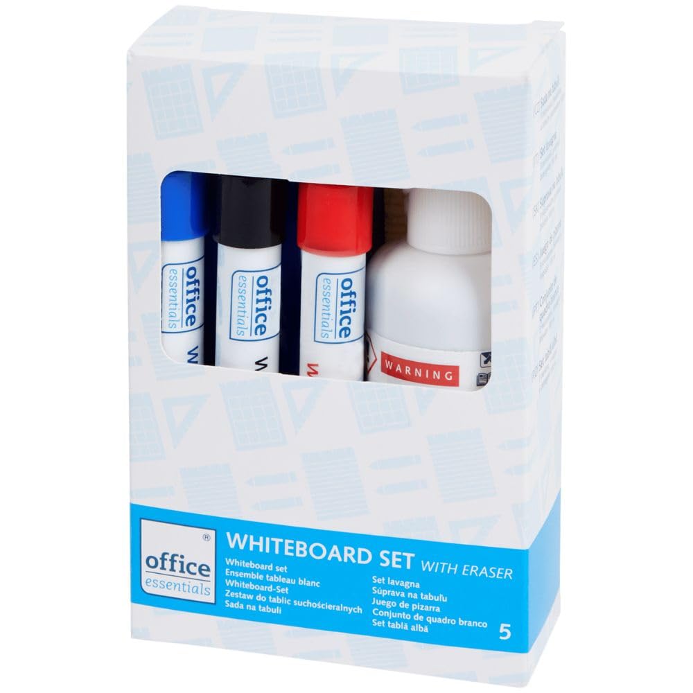 Genérico Kit de Pizarra Blanca (3 rotuladores, borrador y spray de limpieza de 100 ml)