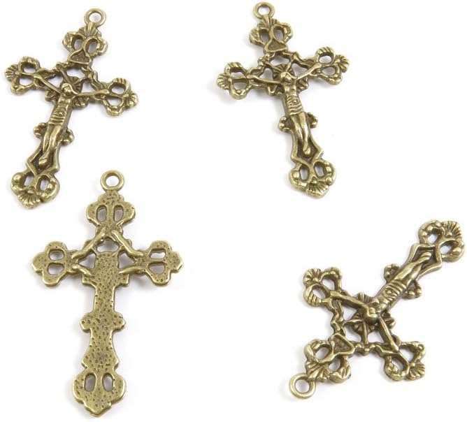 Jewelry Making Findings Antique Bronze Charms Craft Lots Repair Supplies Supply D8MX7 Jesus Cross
