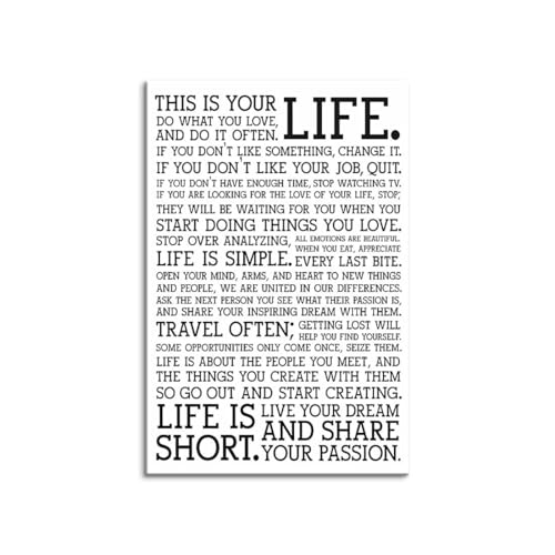 Holstee Manifesto Wall Art Canvas Painting Life is Short Text Printing Nordic Postrer For LivingRoom Bedroom Home Decor with Woo