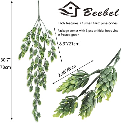 Beebel Artificial Flower Hops Vine Garland Plant Fake Hanging Vine Faux Hops Uv Resistant Faux Floral Greenery For Indoor Outdoor Front Porch Flower Decor 3 Pcs #TOP1