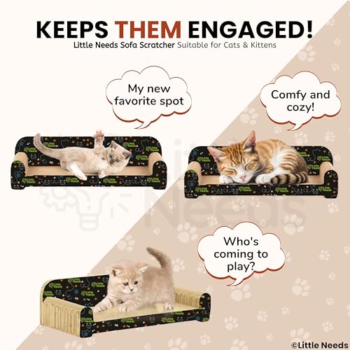 Image of Cat Scratcher with Catnip (Sofa Scratcher) | 20 inch Durable Corrugated Cardboard Scratch Pad & Lounger for Cats & Kittens | Furniture-Shaped Design for Claw Care, Daily Play & Relaxation