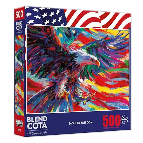 Rompecabezas de 500 piezas Buffalo Games - Águila de la Libertad para adultos | Arte de Blend Cota, hecho en EE.UU., cartón reciclado, incluye póster a tamaño real miniatura 1