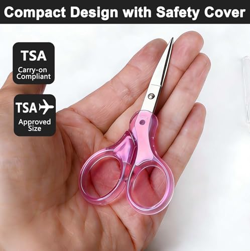 Zicolu 3.5" Small Craft Scissors all Purpose, Straight Fine Tips for Yarn Fabric Cutting, Precision Mini Scissors with Safety Protective Cover for Travel, Sewing, Embroidery, Crochet, NeedleWork, Red - Image 2